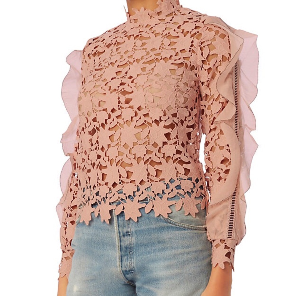 Self Portrait Ruffle Lace Top, Sz 2