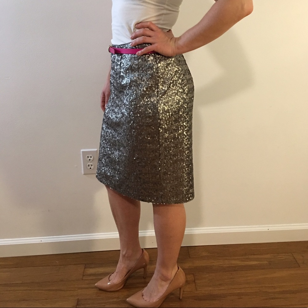 Silver sequin pencil skirt