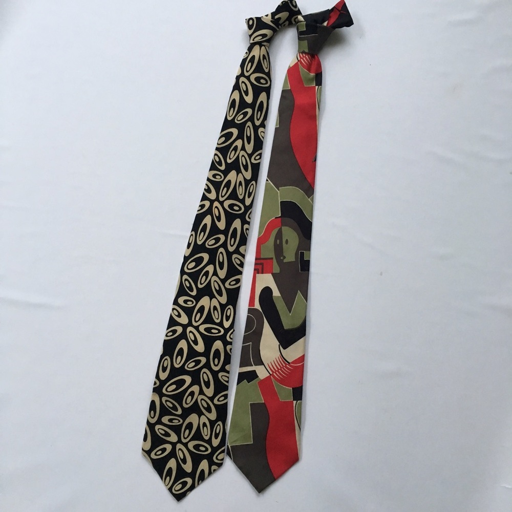 Vintage, 2 Perry Ellis silk ties, handmade