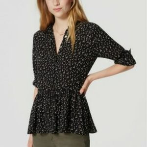 NWT LOFT Cherry Print Peplum Blouse