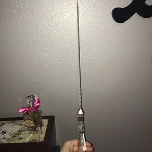 Long silver stone necklace