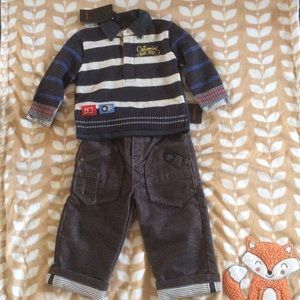Catimini Racecar Sweater Cordouroy Pant Set 12 mos