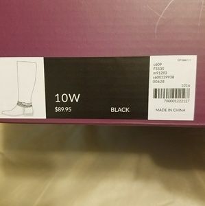 Below the knee boots with rhinestone ankle accent