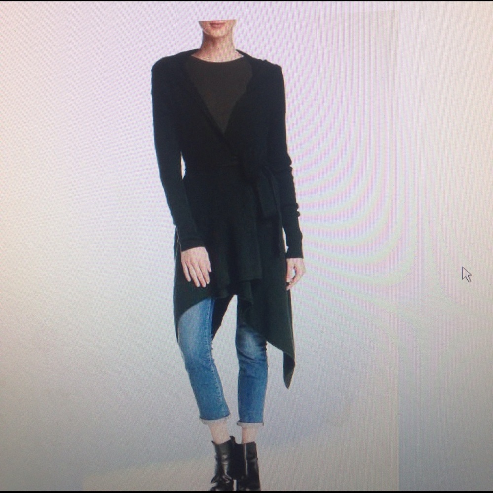 Free People Black Hooded Cardigan Sweater