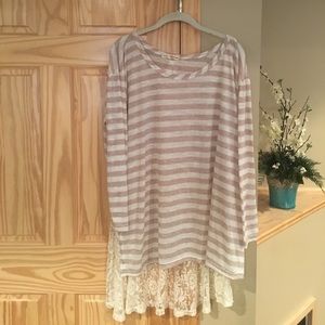 cute stripe w/lace top!
