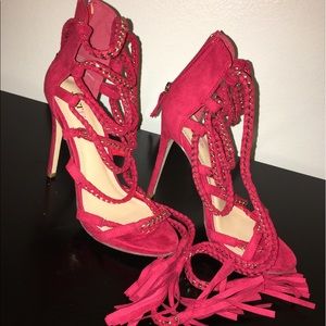 🔥Red Strapped High Heels