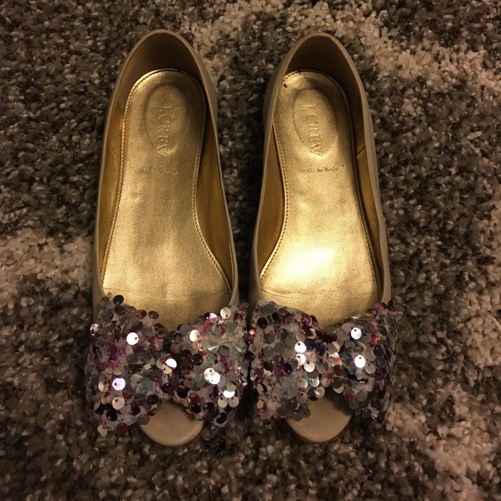 J. Crew Bowdelaire Peep Toe Flats