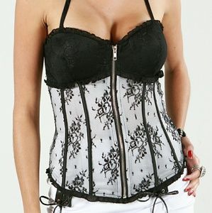 CONTRAST LACE TOP CORSET D5436 WHITE