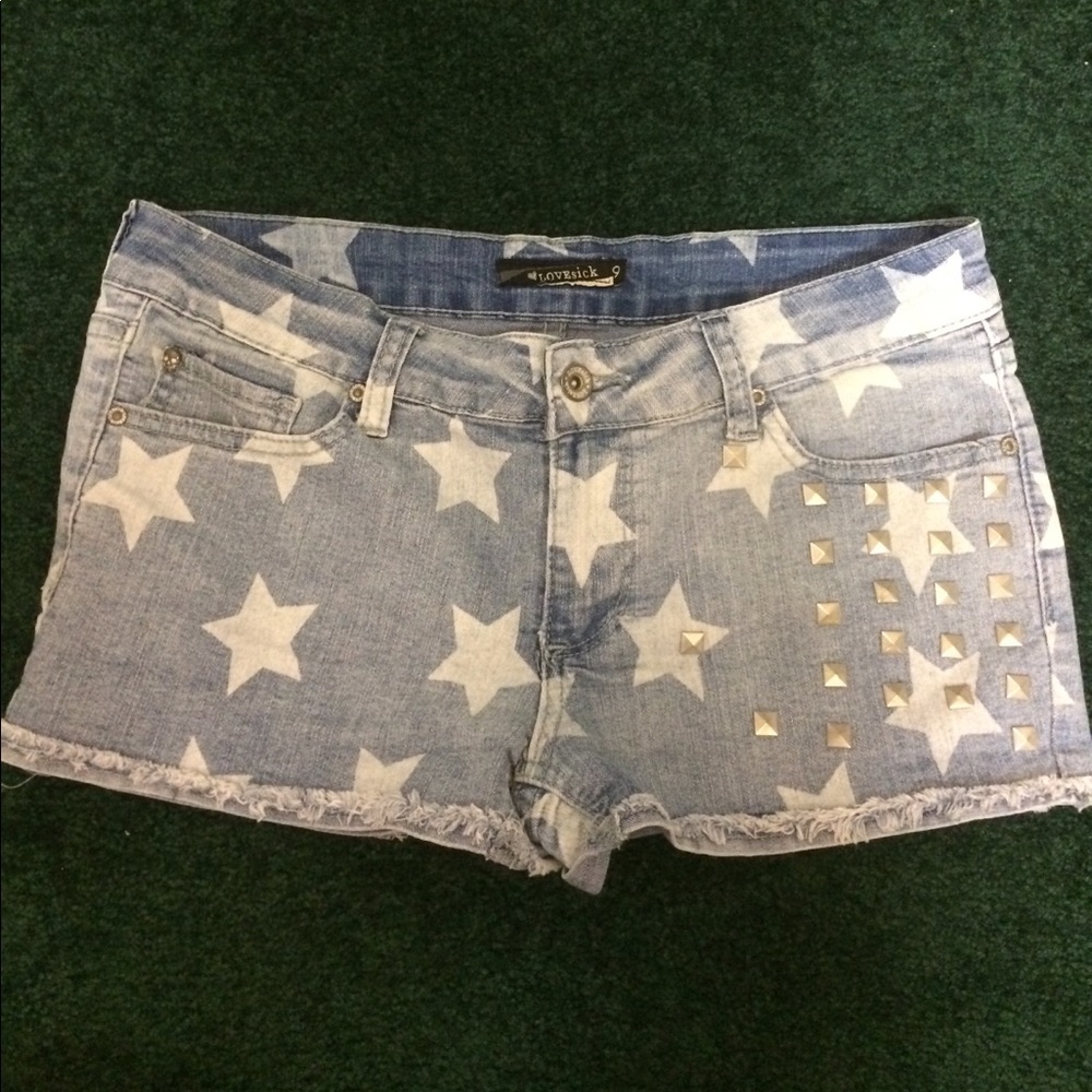 Studded Denim Shorts