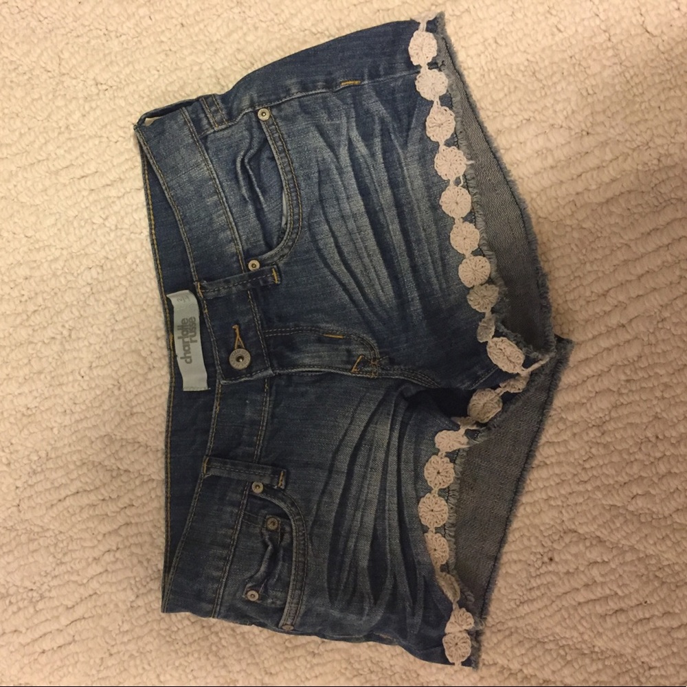 Low-rise Flower Jean shorts