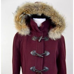 Marc New York maroon fur duffel coat size 12