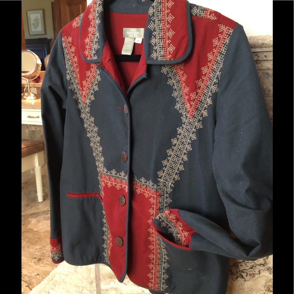 Grey and dark red jacket