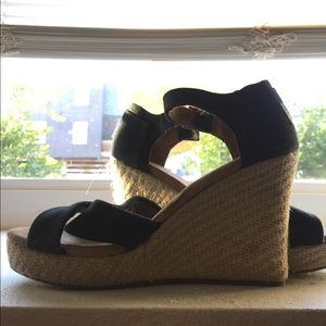 TOMS Black Wedges