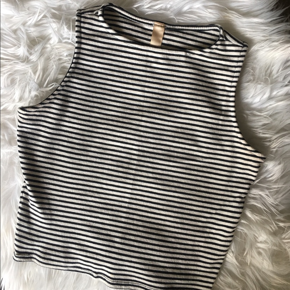 Striped Rib Knit Crop Top