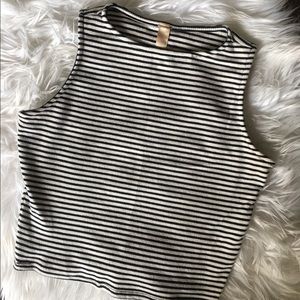 Striped Rib Knit Crop Top