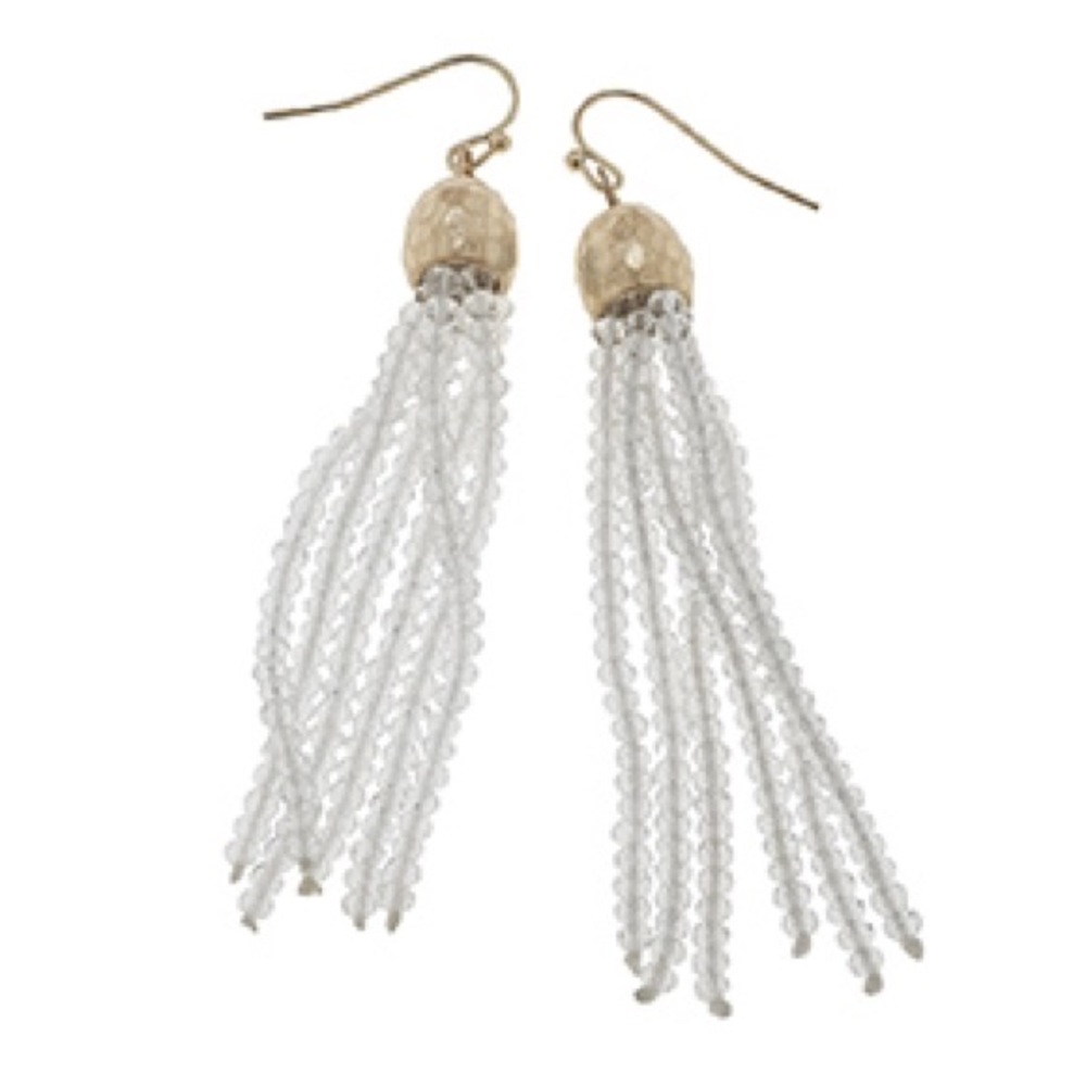 Only 2 pair left! Earrings glass bead tassel NWT