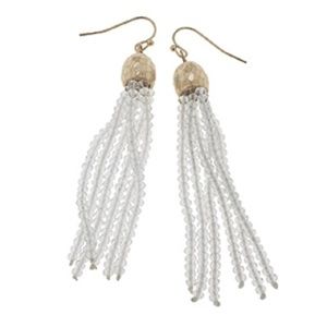 Only 2 pair left! Earrings glass bead tassel NWT