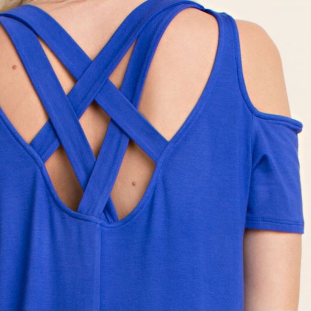 LAST - ADDIE  Criss Cross Top - ROYAL BLUE - Picture 4 of 4