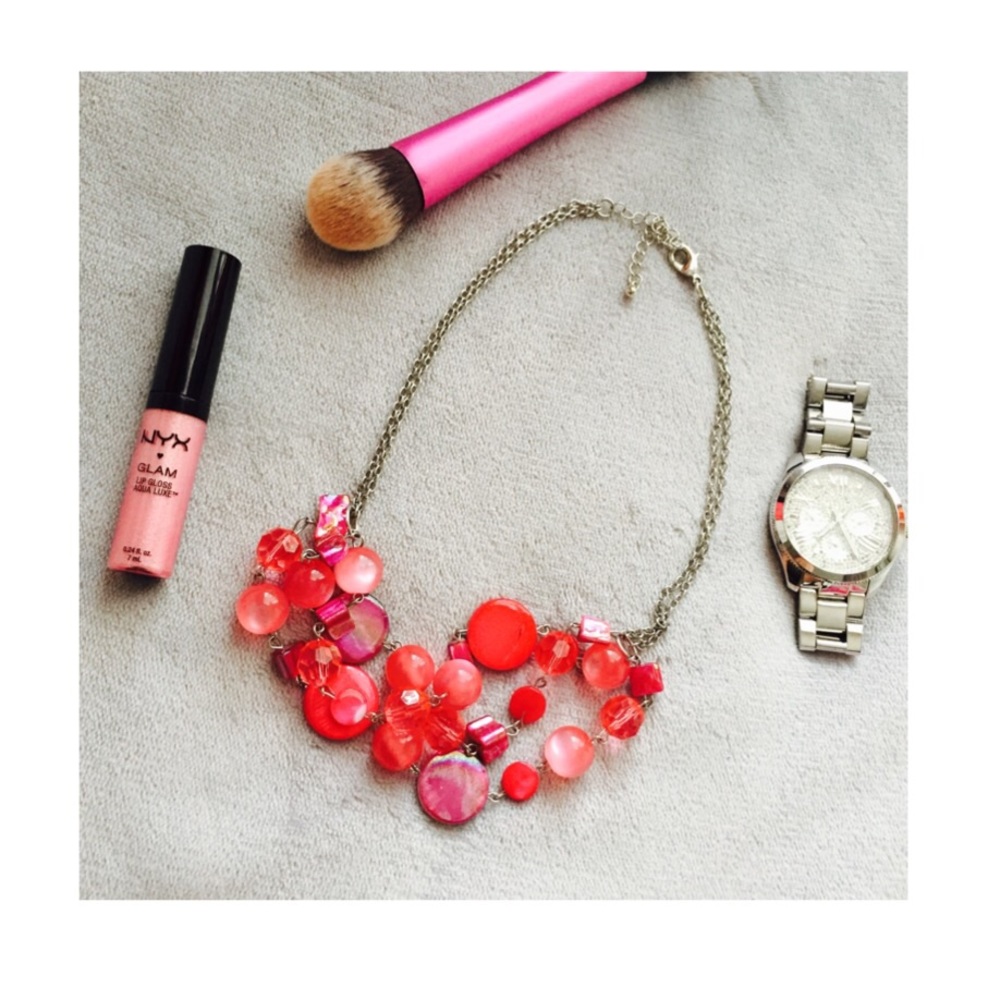 💎BOGO FREE • Pink Beaded Statement Necklace
