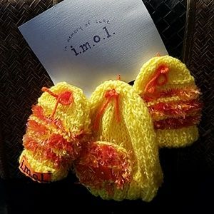 Handmade Knit Hat and Mittens