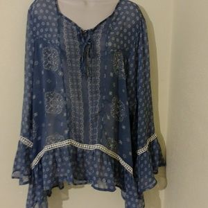 See through top with bell sleeves