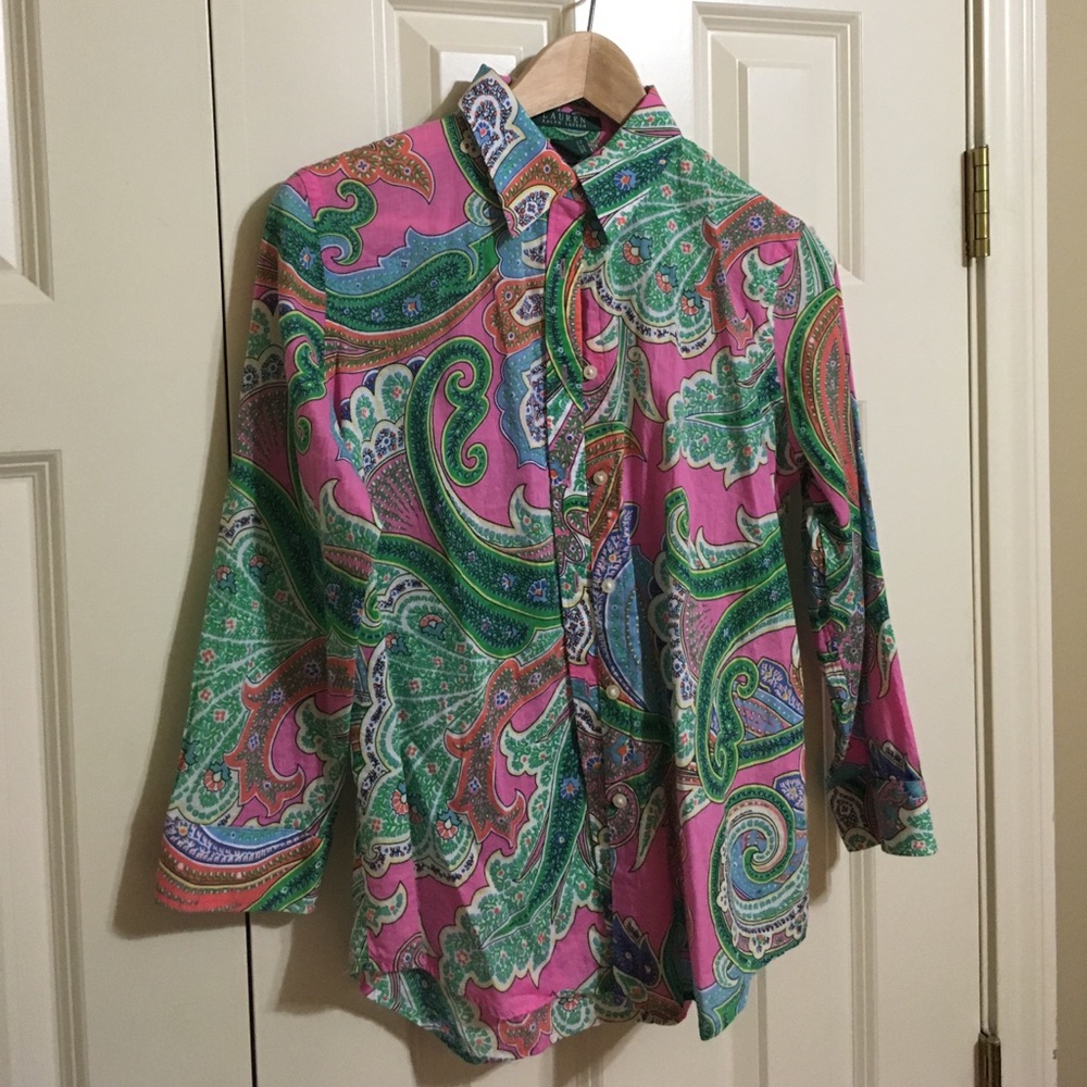 Paisley 3/4 sleeve button down