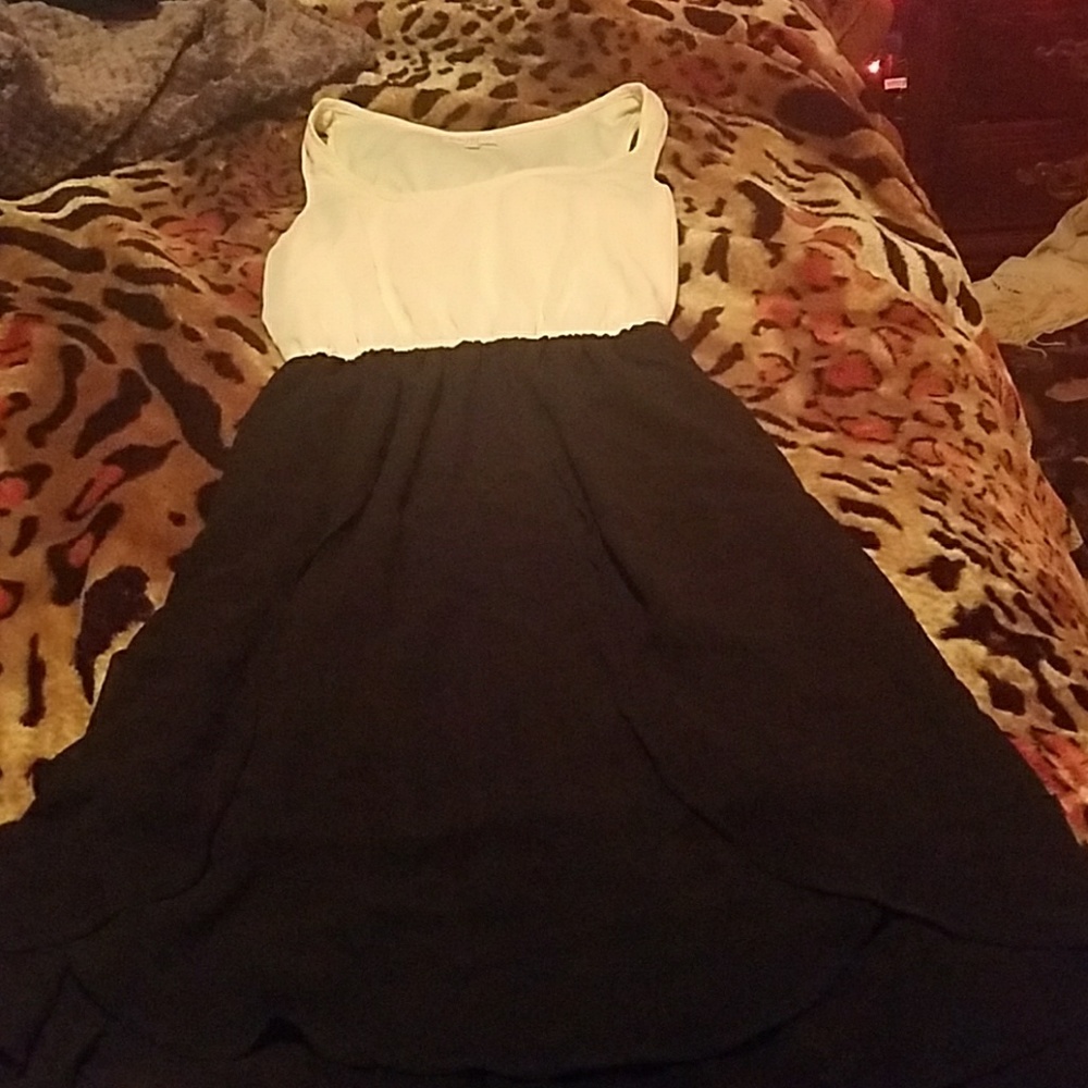Ivory and black hi low dress