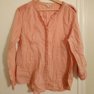 CLEARANCE!!! Salmon Cotton Button Up