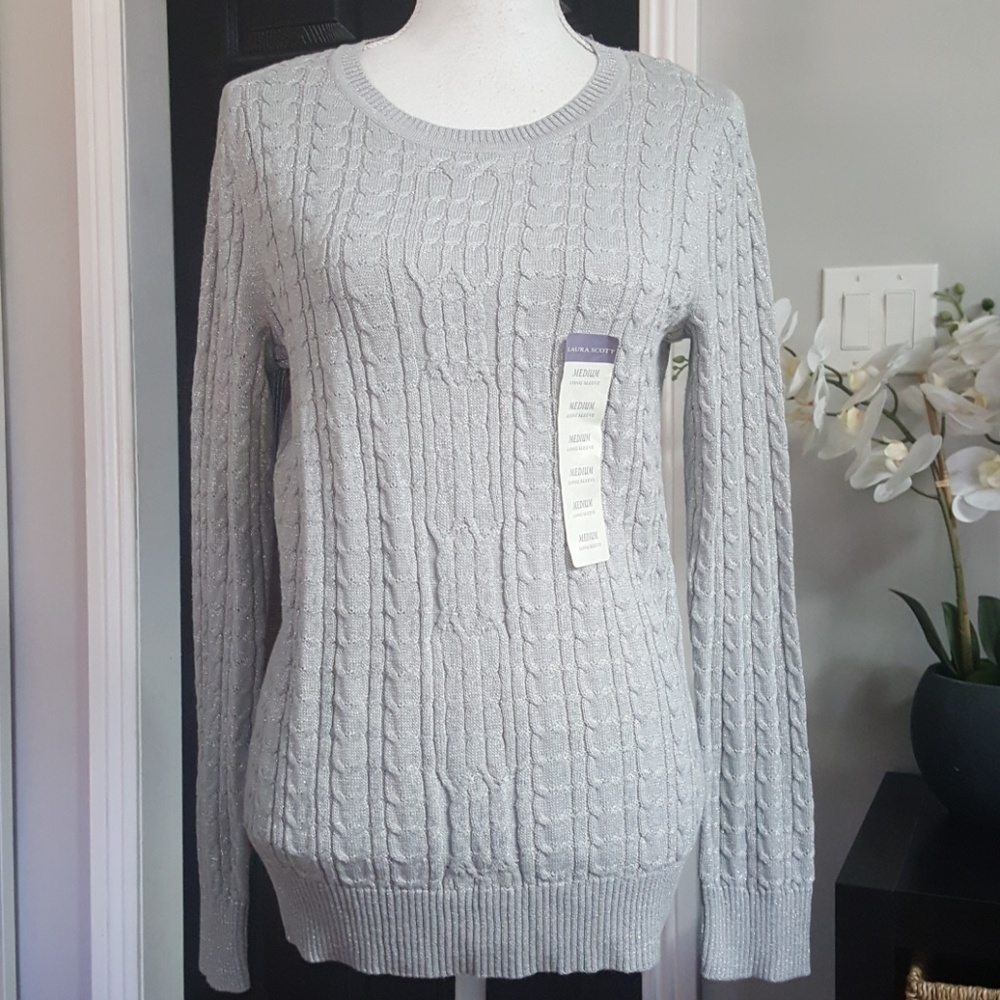 🆕Laura Scott Soft Gray Sparkling Sweater