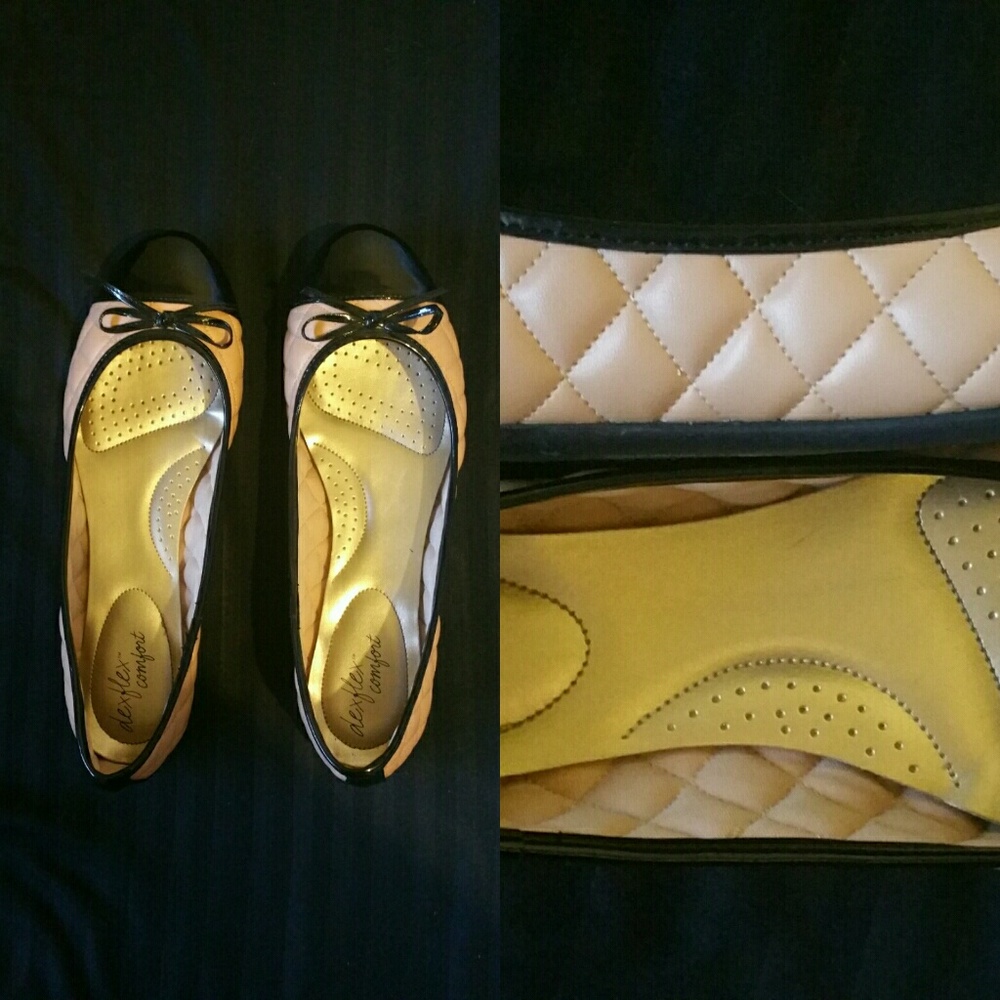 Pink and black flats