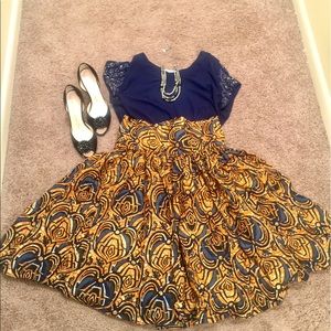 African Ankara Wax Print Skater Full Skirt