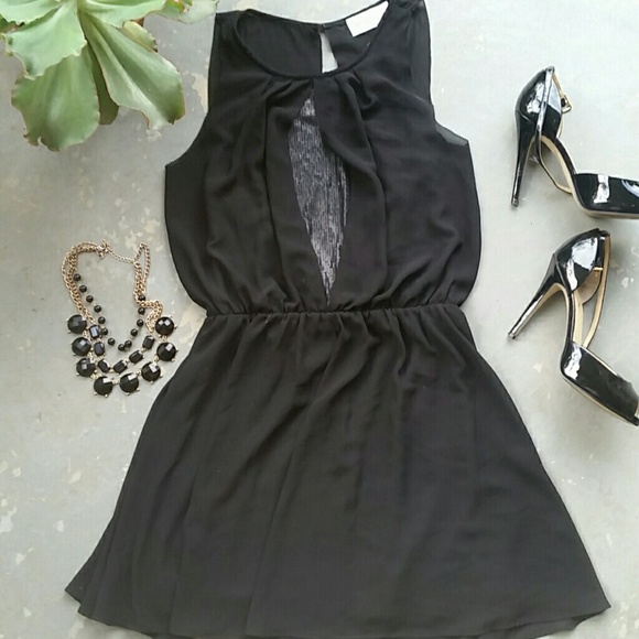 MADELYNN Dresses & Skirts - MADELYNN  black sheer with micro steel sequin
