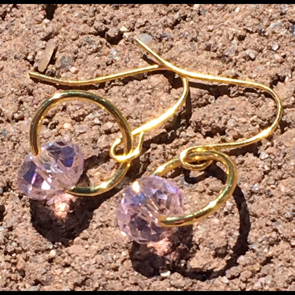 Most sparkly gold PINK crystal drop earrings MINE!