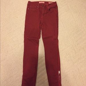 Red & Black Stripped High-rise Skinny Jeans