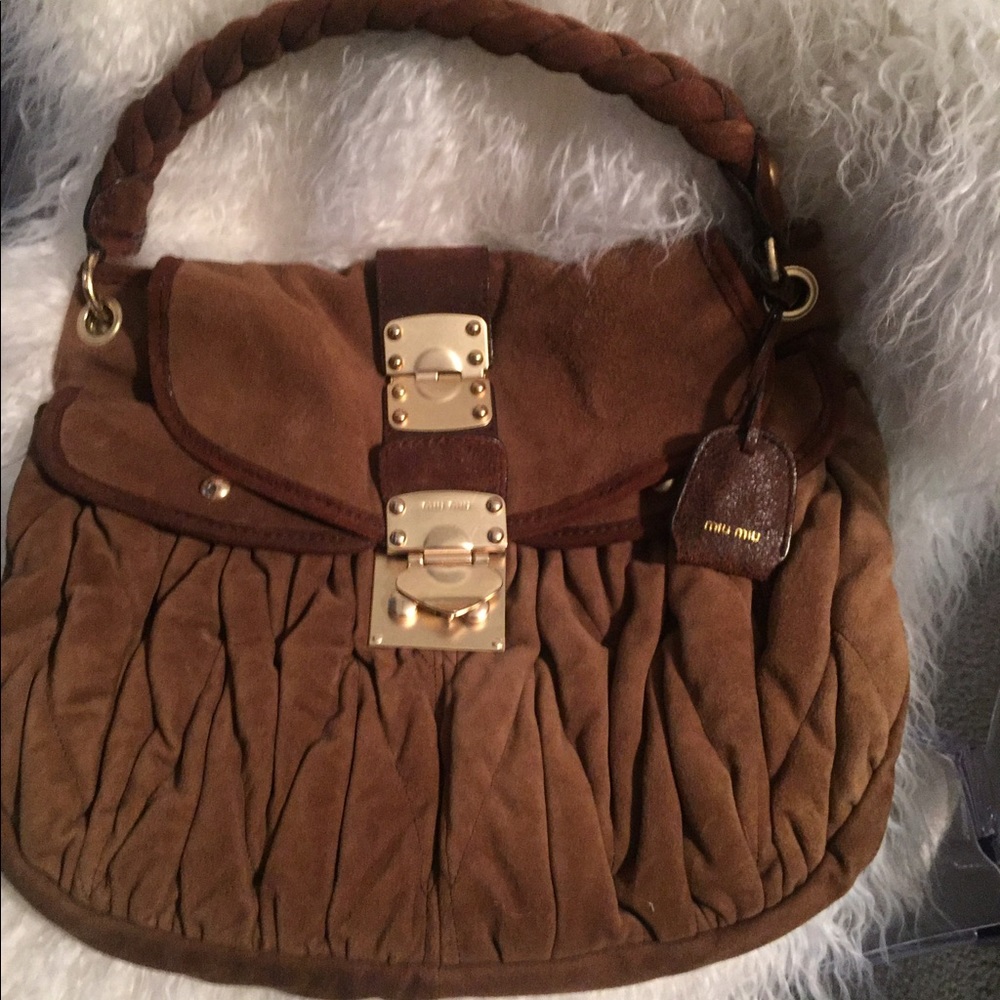 Authentic Miu Miu suede shoulder handbag