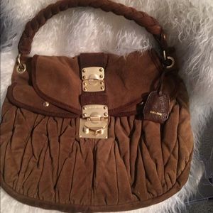 Authentic Miu Miu suede shoulder handbag