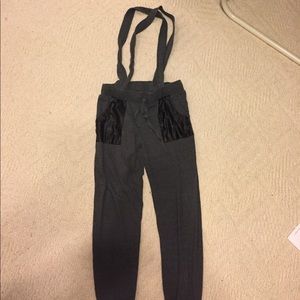 Suspender Sweatpants with Leather pockets