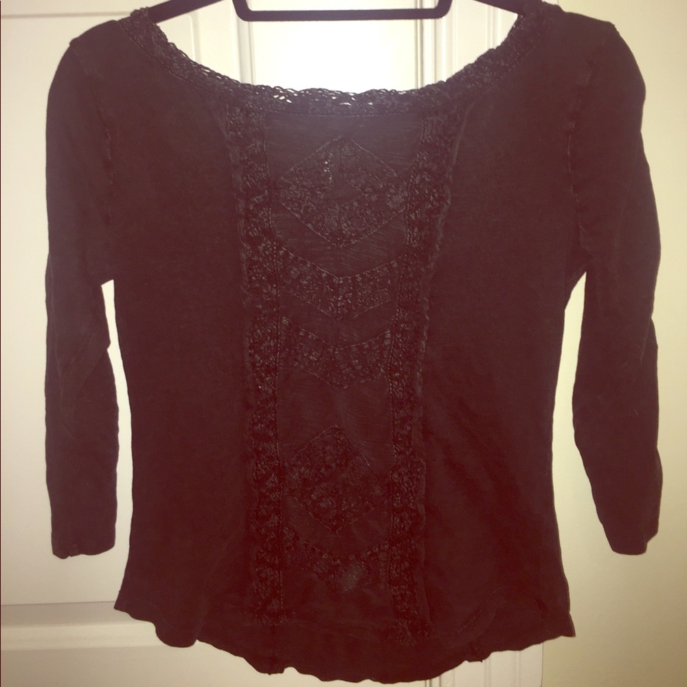 Free people fitted long sleeve embroidered blouse
