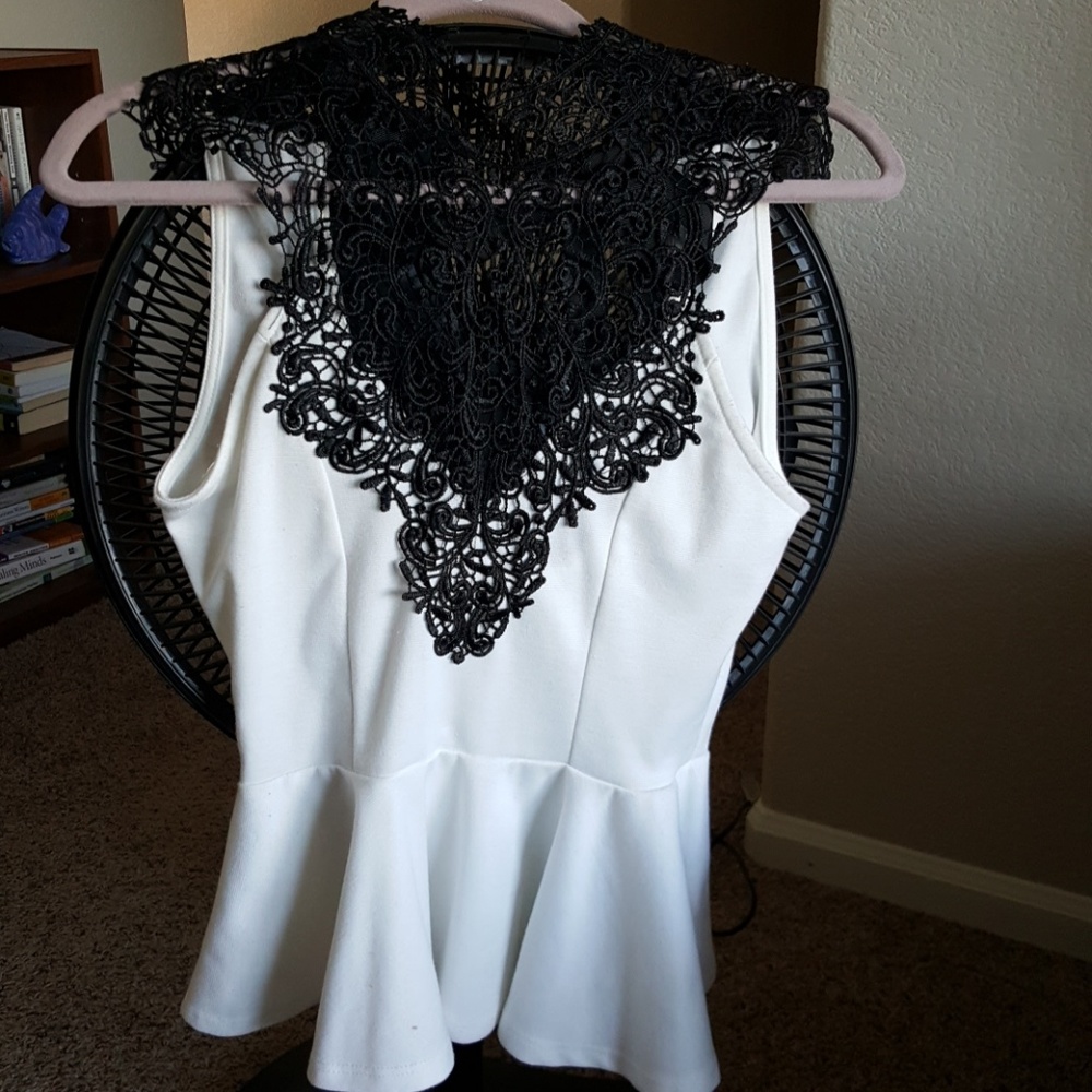 Black and white peplum top