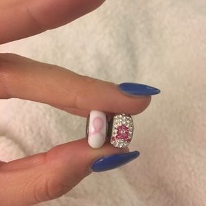 TWO breast cancer awareness Pandora charms