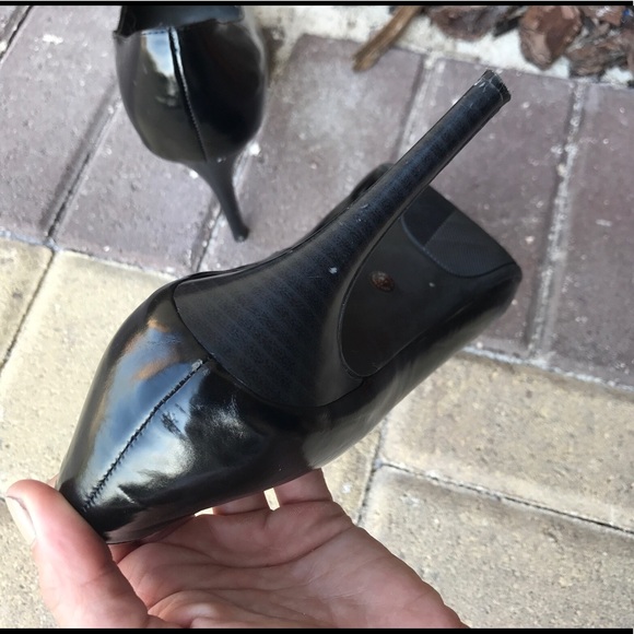 Black leather peep toes - Picture 4 of 6