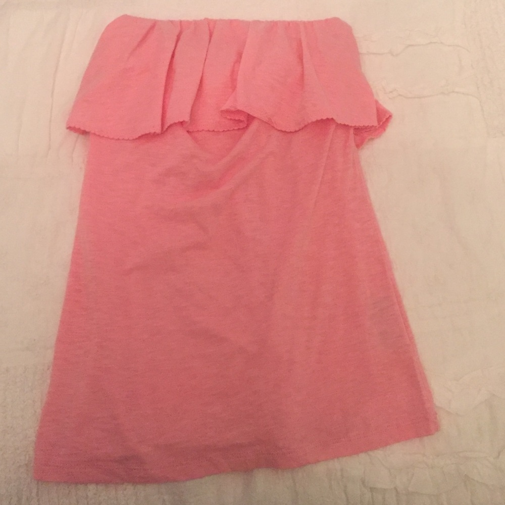 Lilly Pulitzer pink ruffle strapless top!