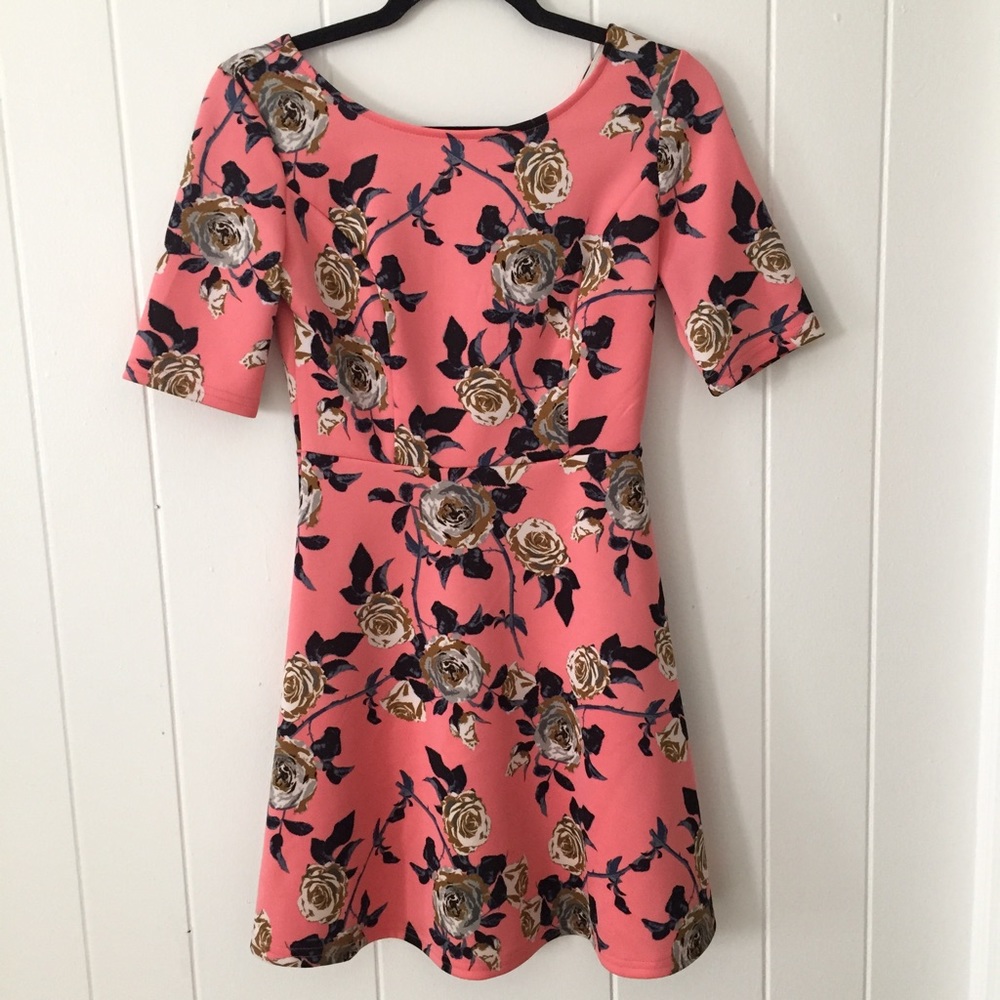 Neon Floral Skater Dress