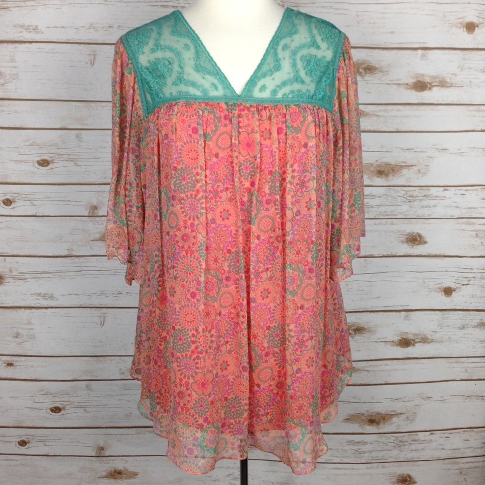 Miguelina Silk Floral Print  Short Sleeve Blouse