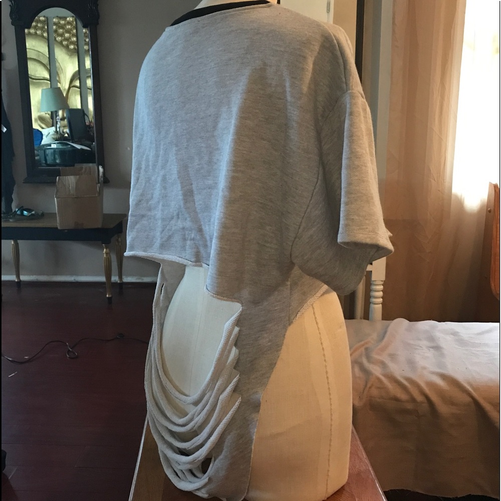 Jersey cropped distressed back tee