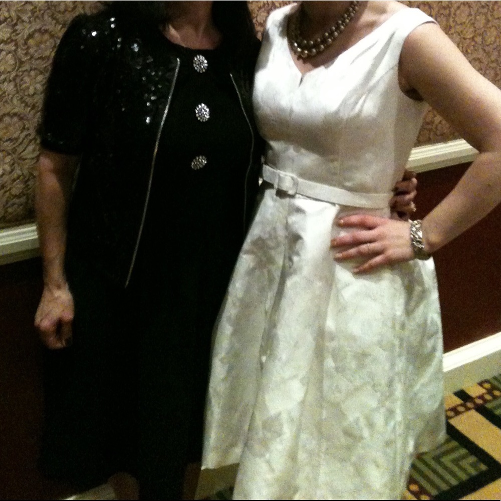 White House black market white brocade dress