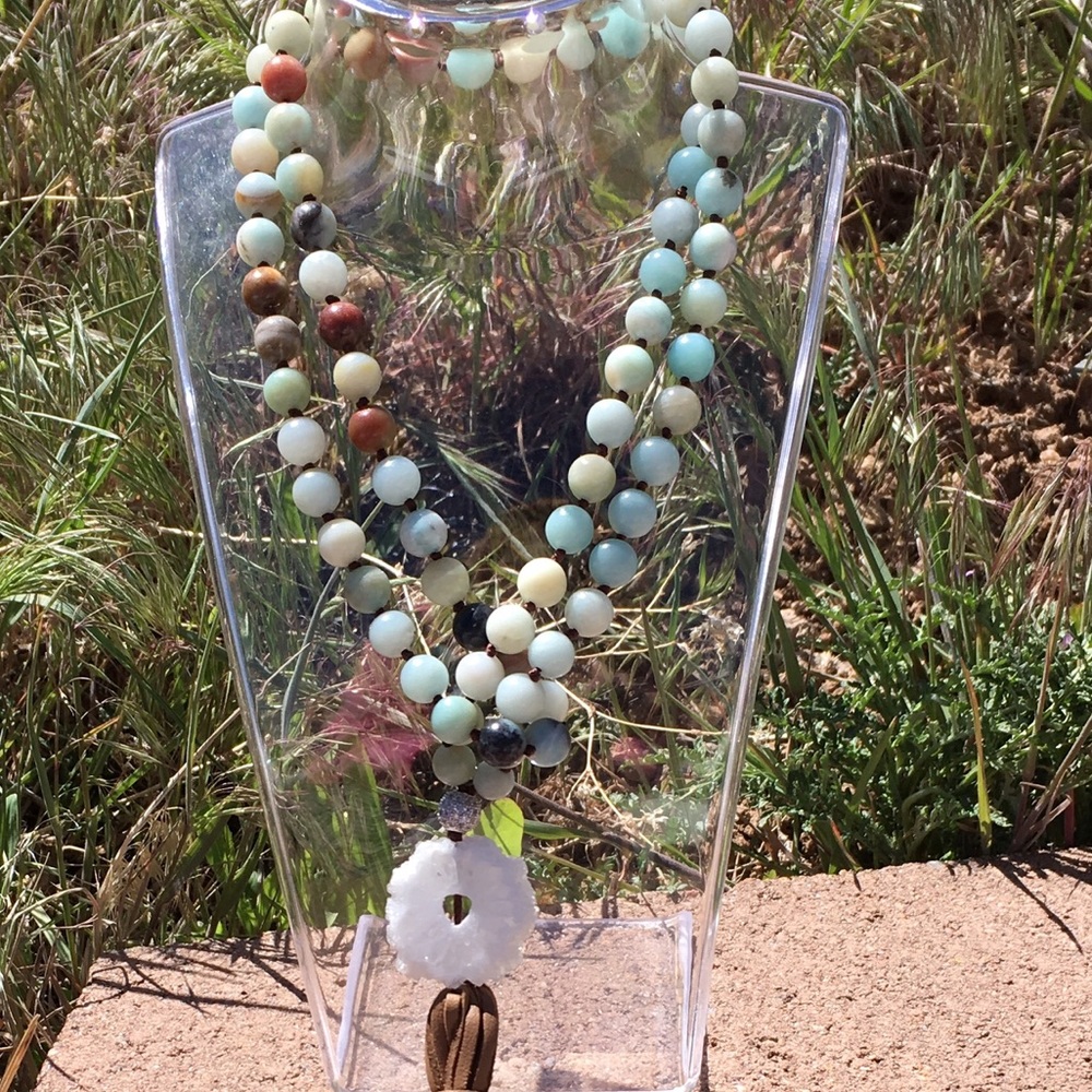 Wrap 'n Roll knotted EXPENSIVE Amazonite necklace!
