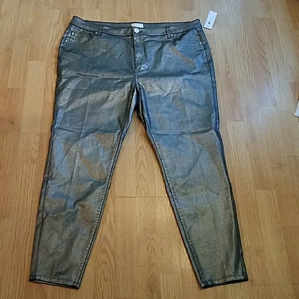 Silver Foil Skinny Jeans