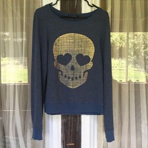 Wildfox Navy Jumper with Gold Skull Detail