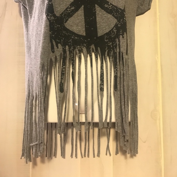 50 j tops gray festival fringe peace sign top 50 j tops gray festival fringe peace sign top